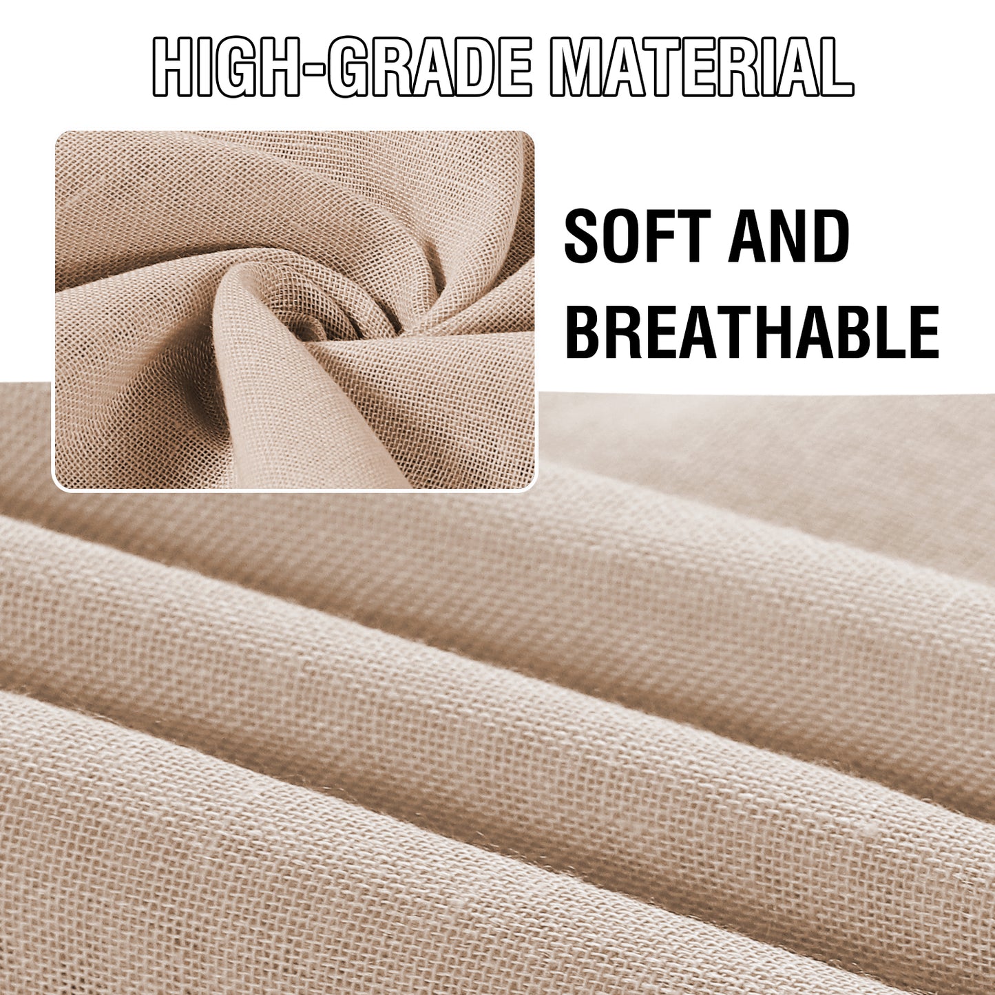 Natural Linen Sheer Curtains 2 Panels, Rod Pocket Semitransparent Semi-Sheer Soft Comfort Privacy Drapes,Natural