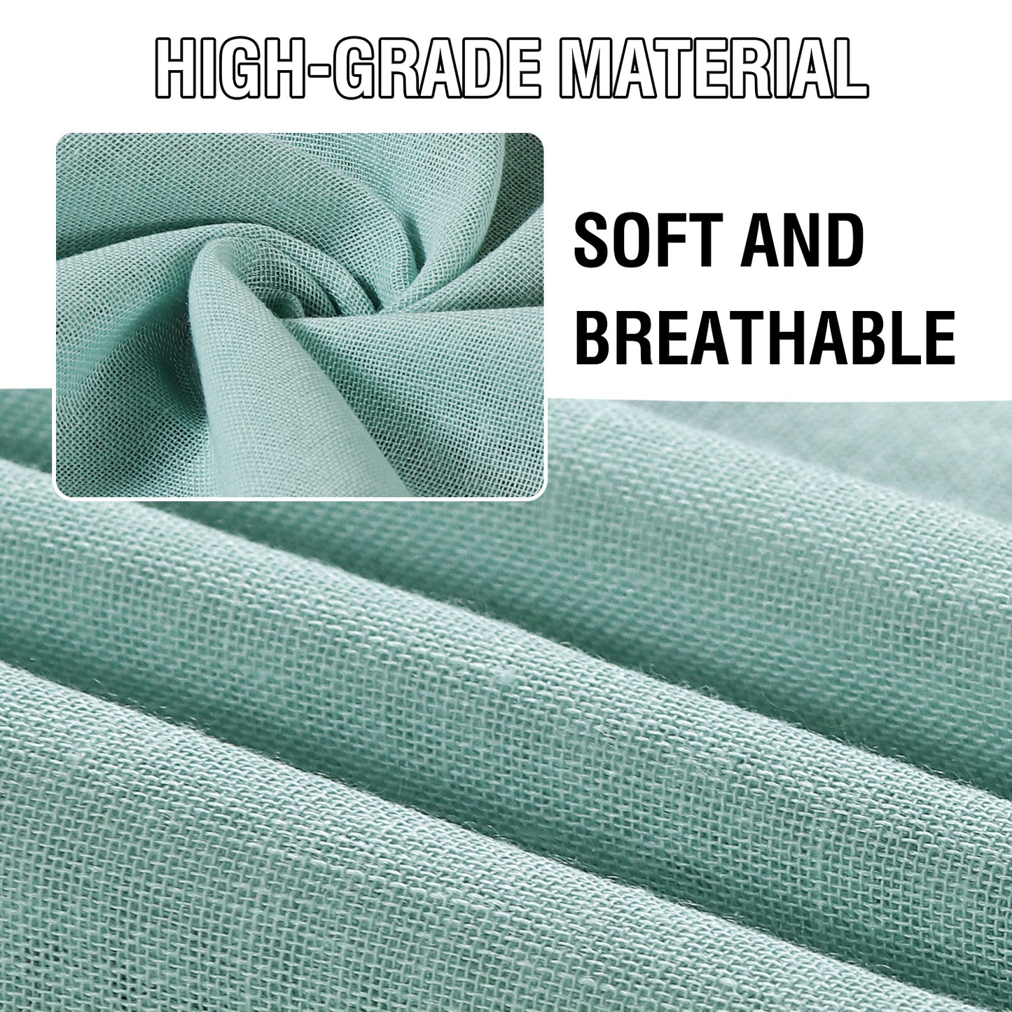 Natural Linen Sheer Curtains 2 Panels, Rod Pocket Semitransparent Semi-Sheer Soft Comfort Privacy Drapes,Sage