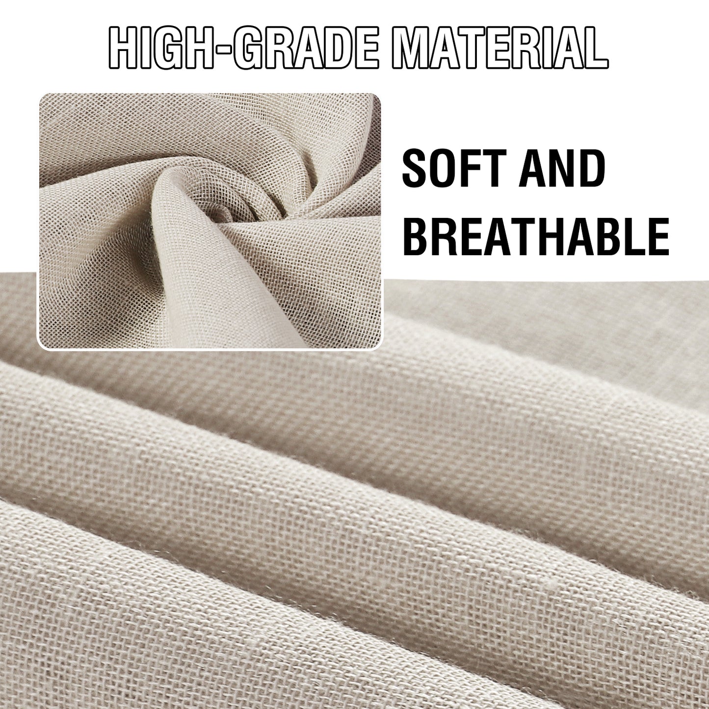 Natural Linen Sheer Curtains 2 Panels, Rod Pocket Semitransparent Semi-Sheer Soft Comfort Privacy Drapes,Linen