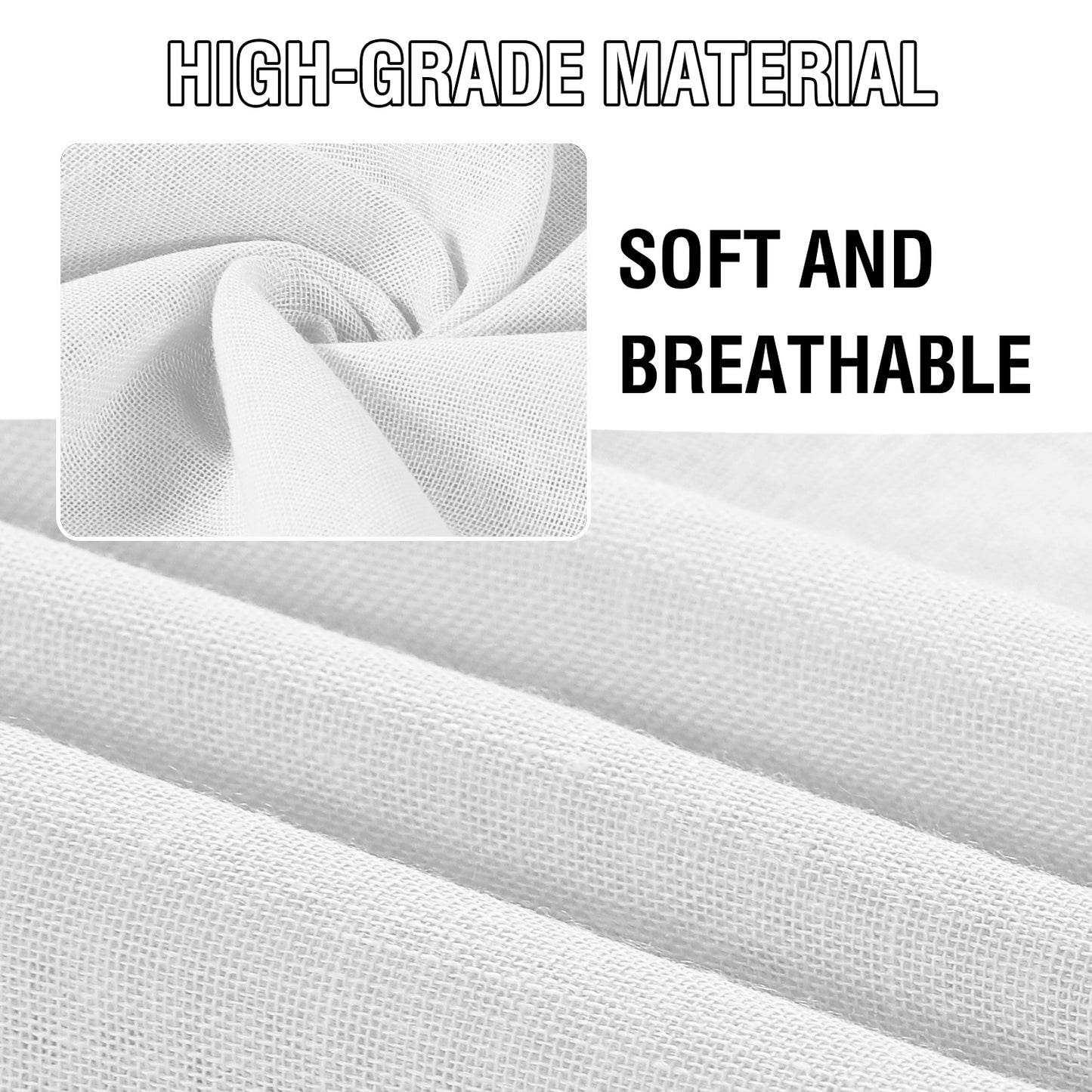 Natural Linen Sheer Curtains 2 Panels, Rod Pocket Semitransparent Semi-Sheer Soft Comfort Privacy Drapes,White