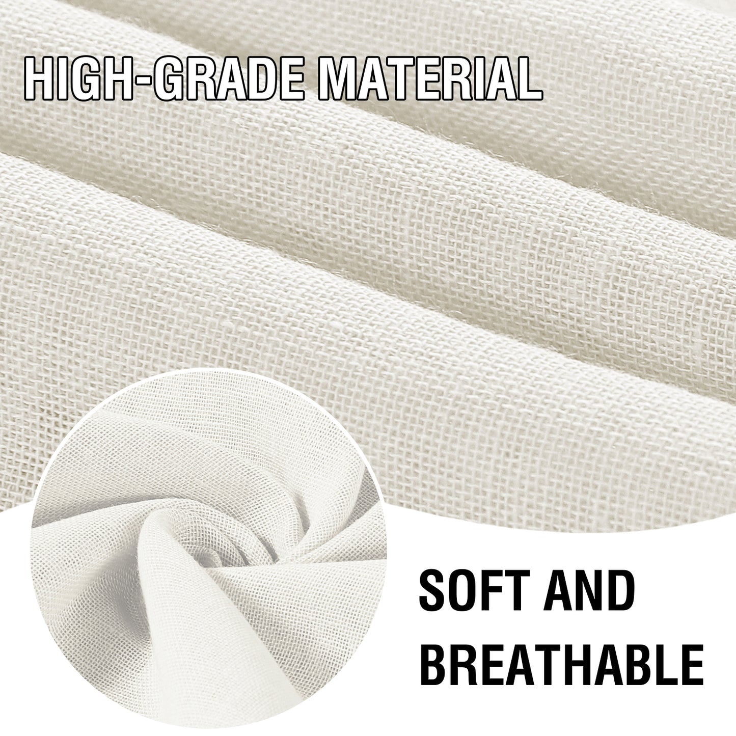 Natural Linen Sheer Curtains 2 Panels, Rod Pocket Semitransparent Semi-Sheer Soft Comfort Privacy Drapes,Ivory