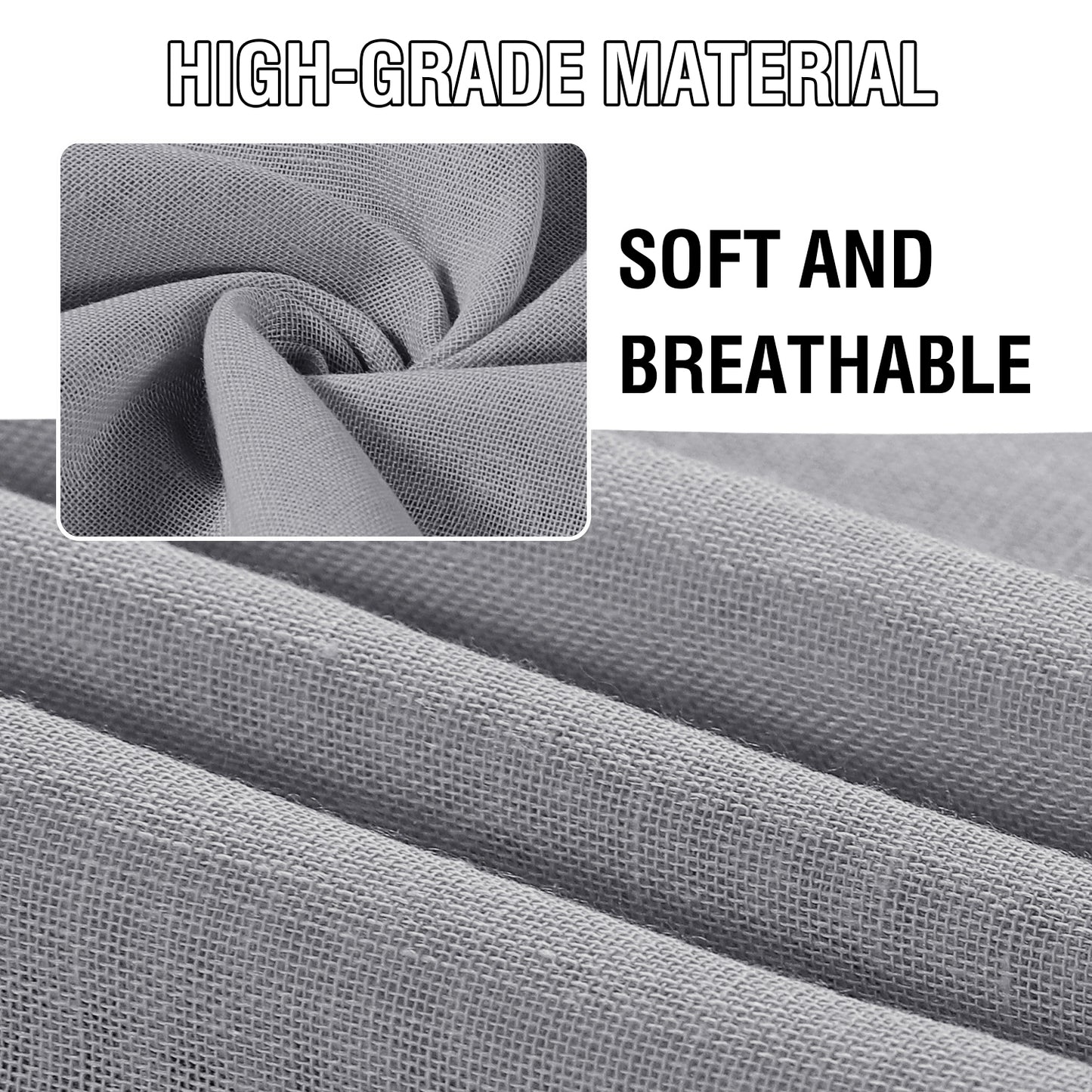 Natural Linen Sheer Curtains 2 Panels, Rod Pocket Semitransparent Semi-Sheer Soft Comfort Privacy Drapes,Grey