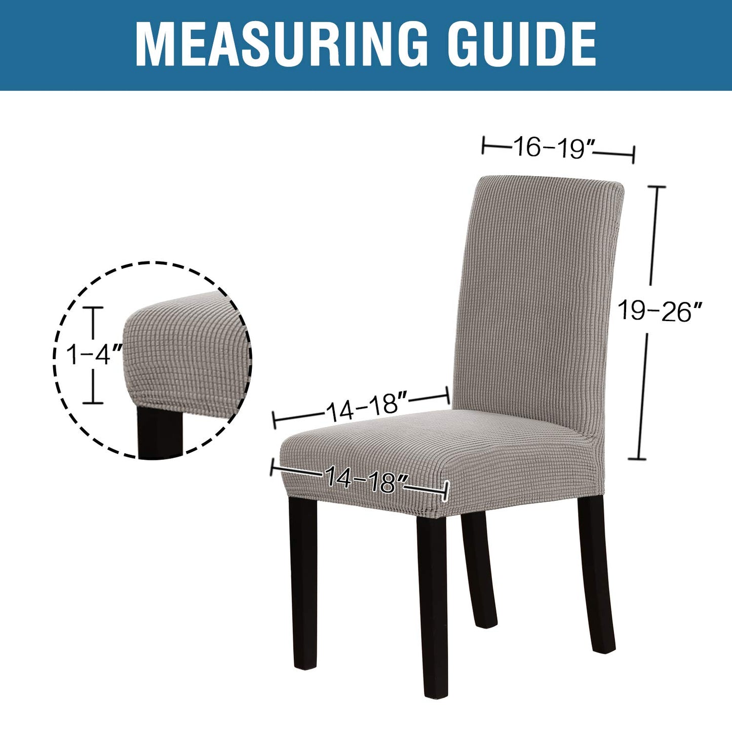 Waterproof Suede Chair Covers Stretch Chair Covers for Dining Room Set of 2/4/6/8 Parson Chair Slipcovers Chair Protectors Covers Dining, Grey