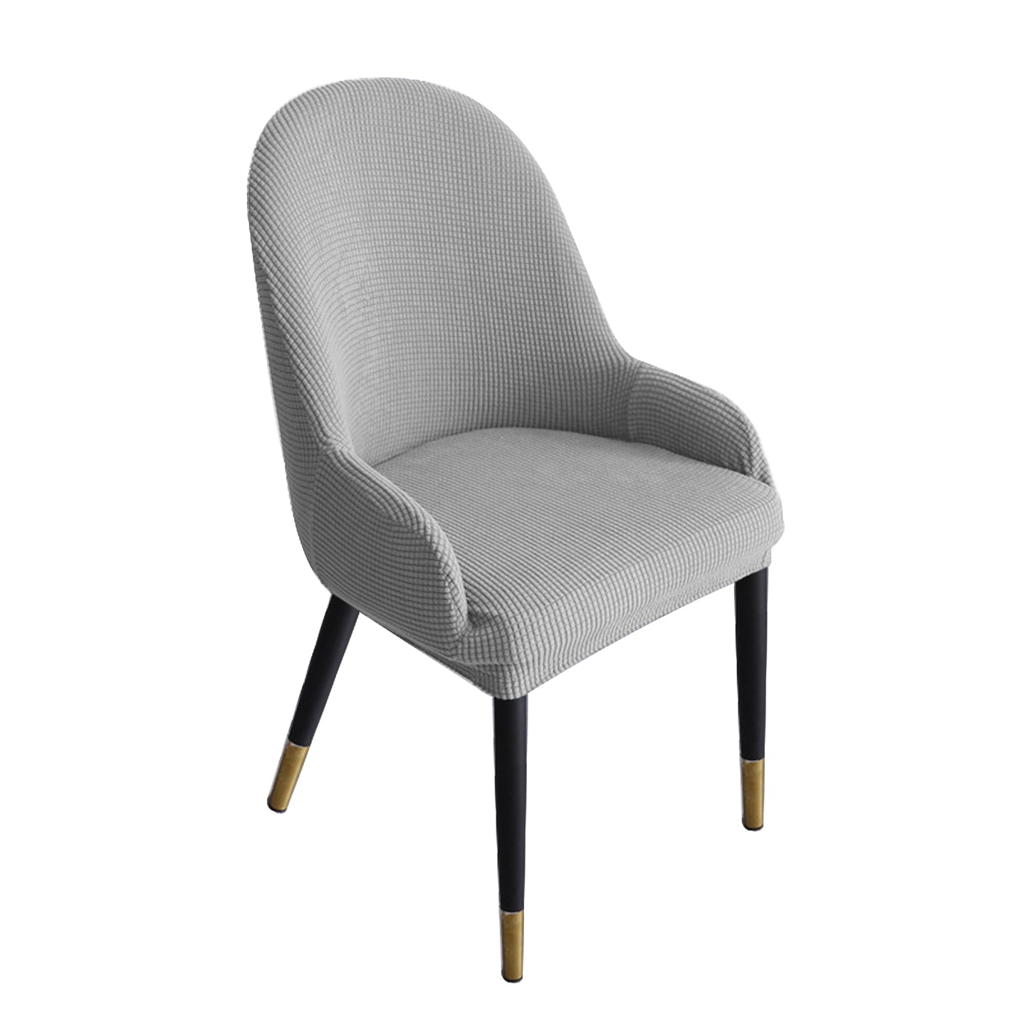 Dining Room Chair Pineapple Elastic Simple Semicircular Handrail Kitchen Chair Covers Protectors,Set of 2/4/6/8 (Dove)