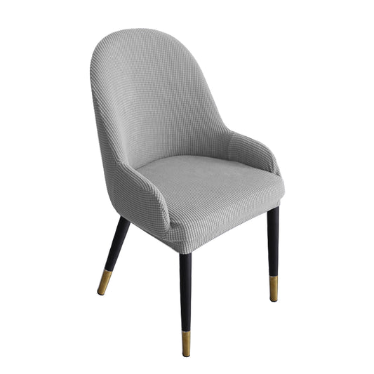 Dining Room Chair Pineapple Elastic Simple Semicircular Handrail Kitchen Chair Covers Protectors,Set of 2/4/6/8 (Dove)