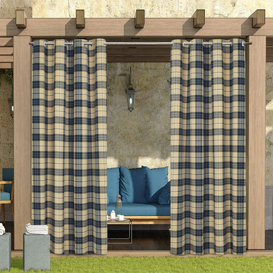 Outdoor Curtains for Patio Waterproof - Grommet Semi Sheer Curtains for Gazebo, Porch and Cabana, Yellow and White
