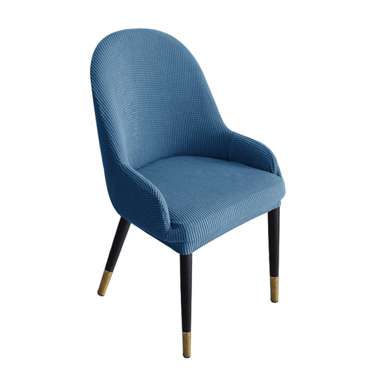 Dining Room Chair Pineapple Elastic Simple Semicircular Handrail Kitchen Chair Covers Protectors,Set of 2/4/6/8 (Blue)