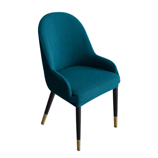 Dining Room Chair Pineapple Elastic Simple Semicircular Handrail Kitchen Chair Covers Protectors,Set of 2/4/6/8 (Teal)