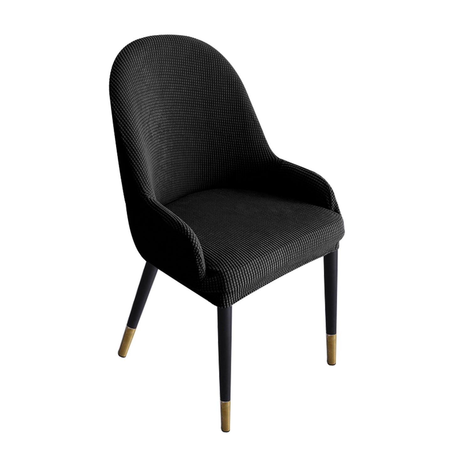 Dining Room Chair Pineapple Elastic Simple Semicircular Handrail Kitchen Chair Covers Protectors,Set of 2/4/6/8 (Black)