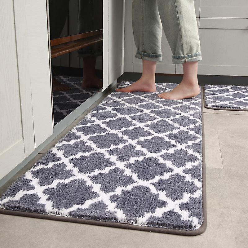 2x grey kitchen rugs and mats non slip runner carpets for floor, kitchen, bathroom, sink, office, laundry