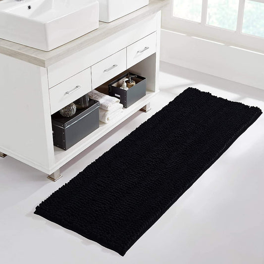 Black bathroom rug, extra thick indoor outdoor durable doormat for front door