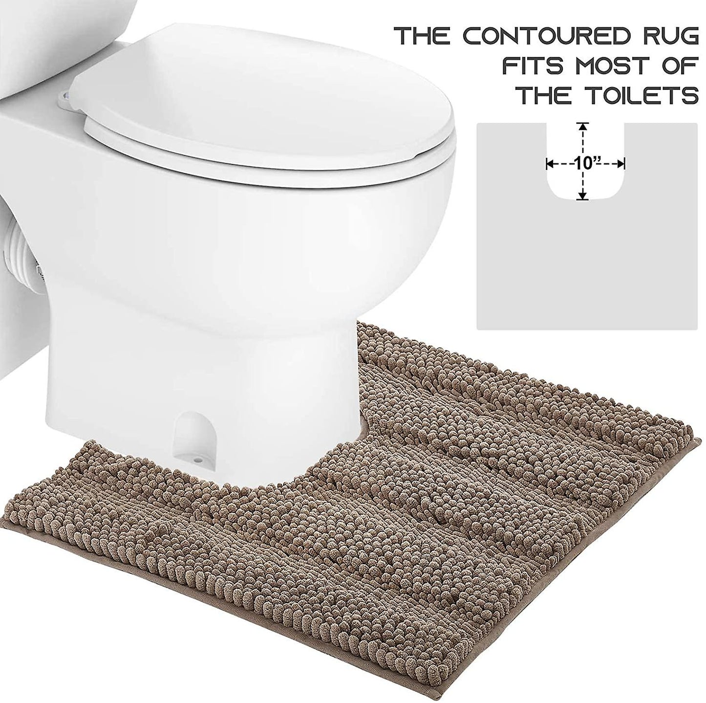 Taupe bathroom rugs, contour rug sets (50x80cm&50x50cm-U Shaped)