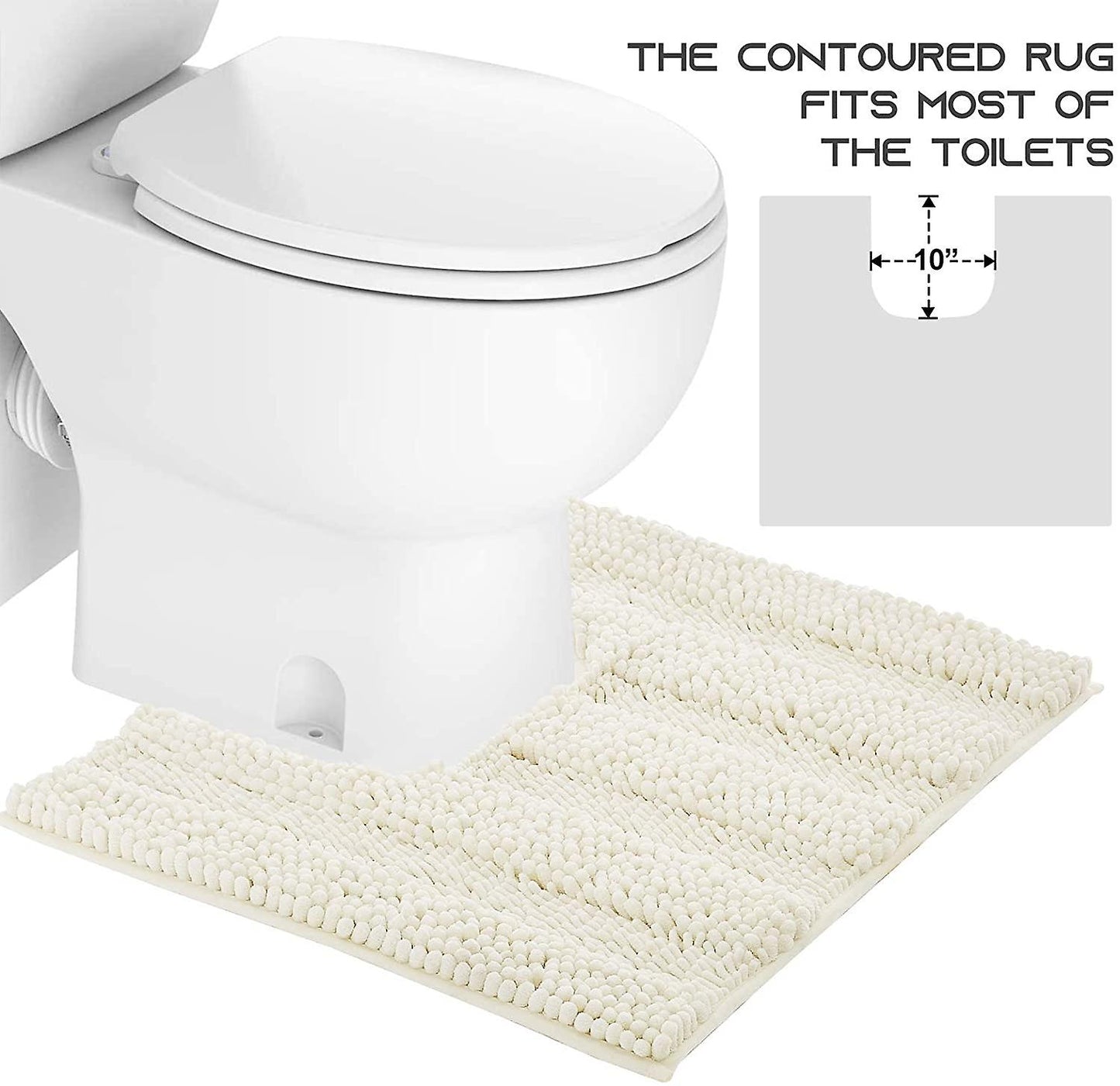 Ivory bathroom rugs, contour rug sets  (50x80cm&50x50cm-U Shaped)