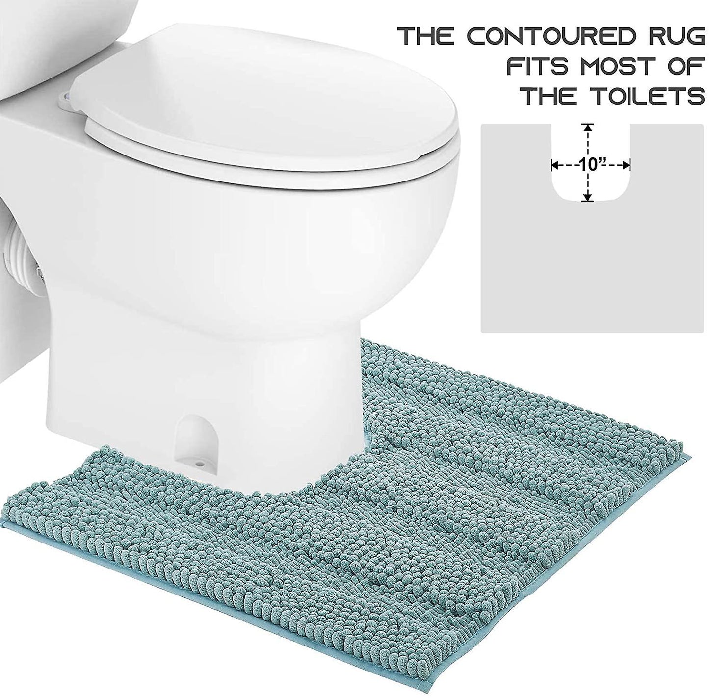 Extra thick bathroom rugs, contour rug sets, Eggshell Blue (50x80cm&50x50cm-U Shaped)