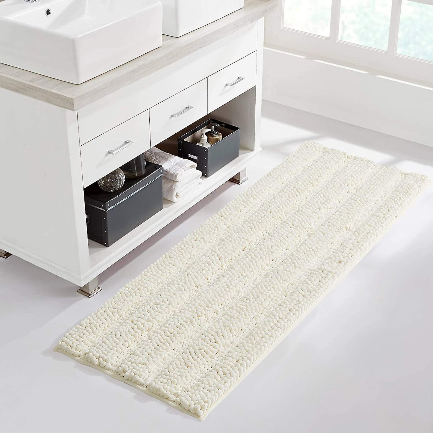 Ivory bathroom rug, extra thick indoor outdoor durable doormat for front door