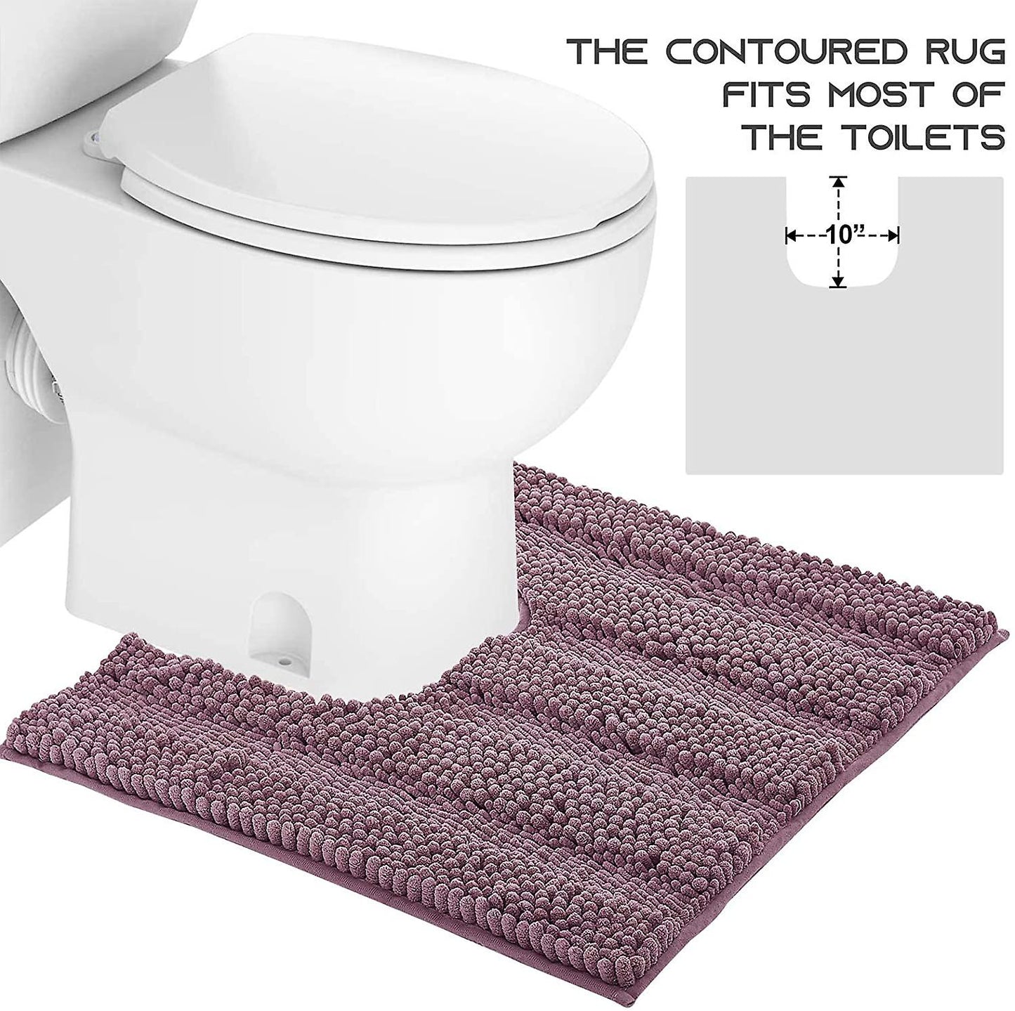 Mauve bathroom rugs, contour rug sets (50x80cm&50x50cm-U Shaped)