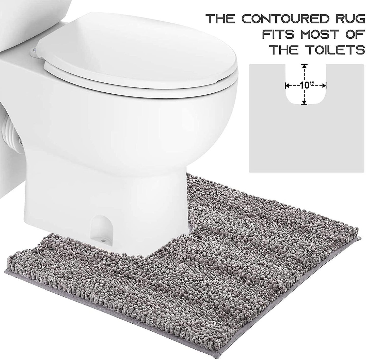 Light Grey bathroom rugs, contour rug sets (50x80cm&50x50cm-U Shaped)