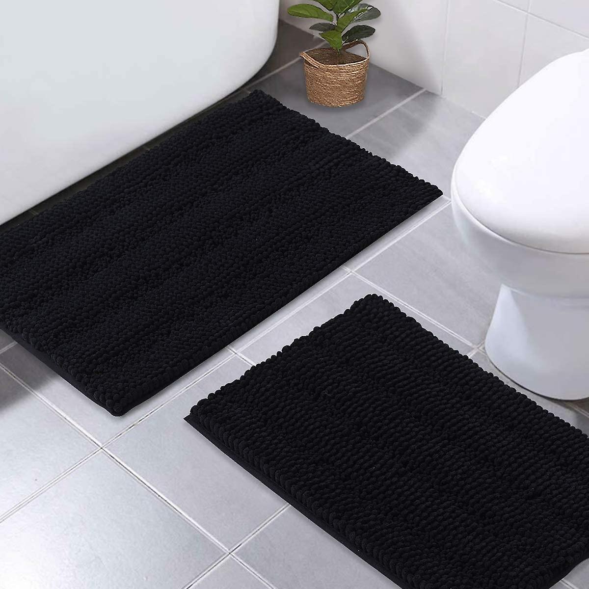 Black thick bath mats 50x80cm&43x61cm