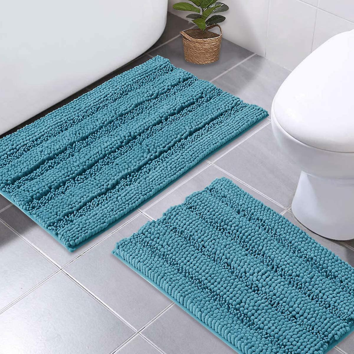 Turquoise bath mats shower rugs slip-resistant extra absorbent soft and fluffy thick bath mats 50x80cm&43x61cm