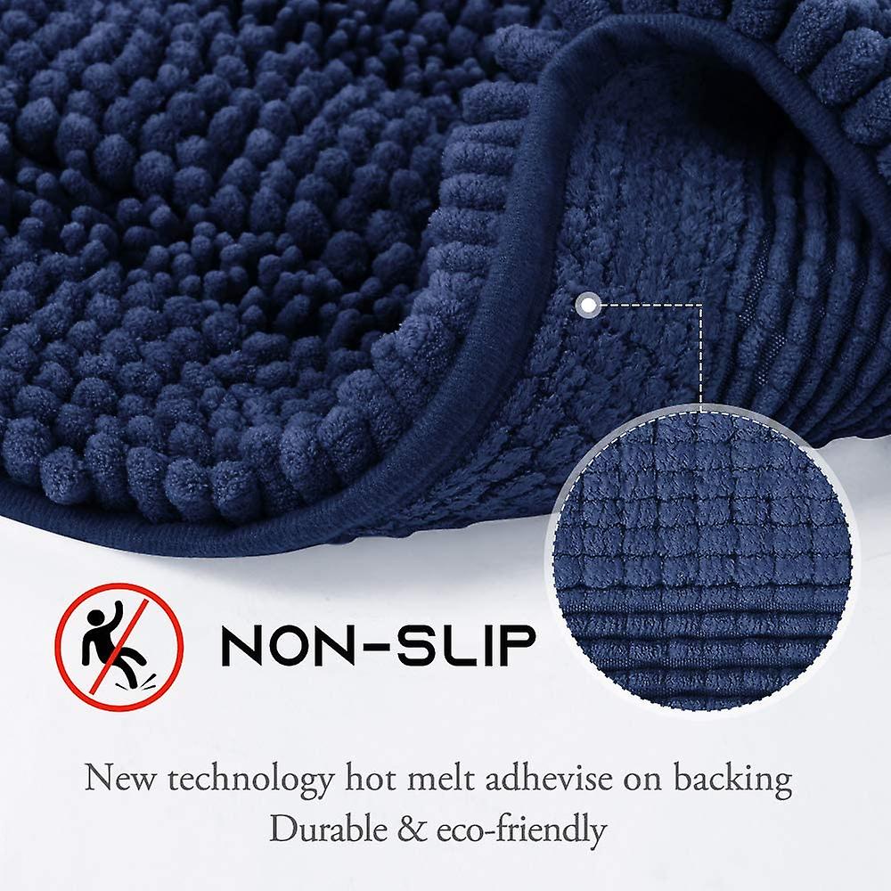 Navy bath mats shower rugs slip-resistant, 2 Pieces, 50x80cm&43x61cm