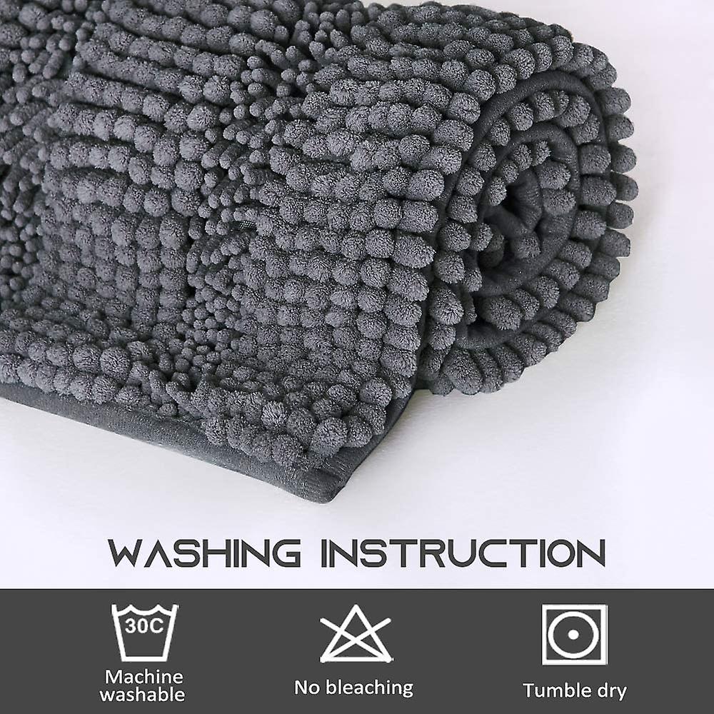 Grey  slip-resistant bath mats 2 Pieces, 50x80cm&43x61cm