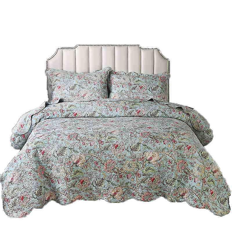 Floral bedding quilt set 3 piece spring summer coverlet blanket（1 quilt plus 2 pillowcase）