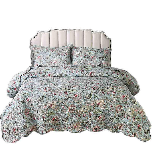 Floral bedding quilt set 3 piece spring summer coverlet blanket（1 quilt plus 2 pillowcase）