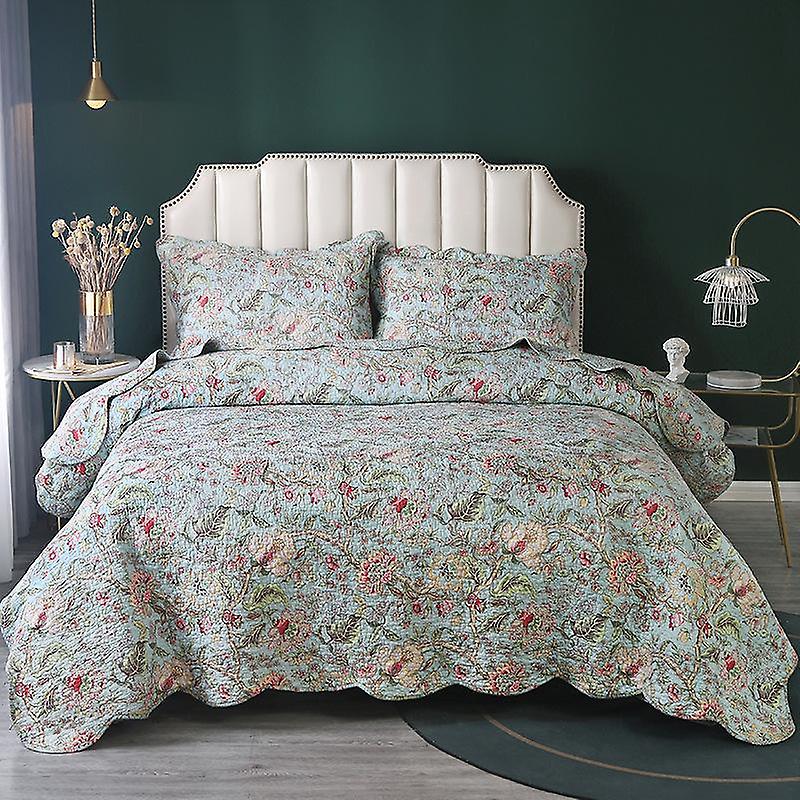 Floral bedding quilt set 3 piece spring summer coverlet blanket（1 quilt plus 2 pillowcase）