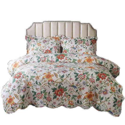 3 Piece floral quilt bedding set for (1 quilt plus 2 pillowcase）