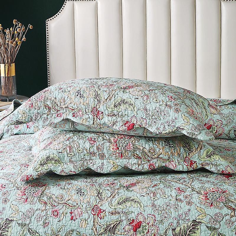 Floral bedding quilt set 3 piece spring summer coverlet blanket（1 quilt plus 2 pillowcase）