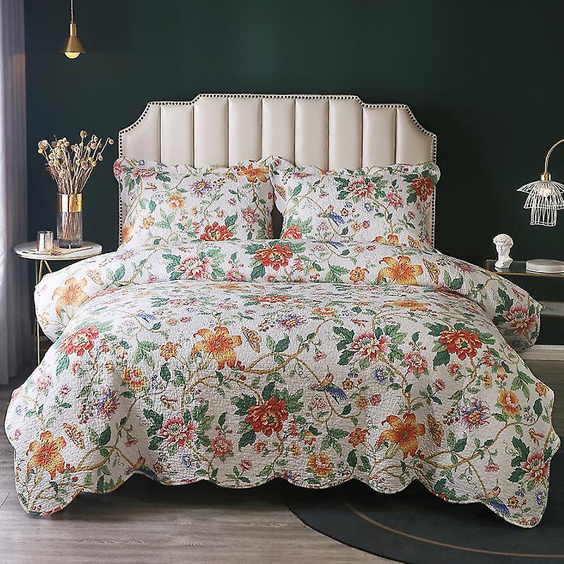 3 Piece floral quilt bedding set for (1 quilt plus 2 pillowcase）