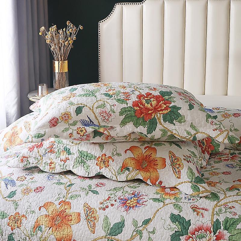 3 Piece floral quilt bedding set for (1 quilt plus 2 pillowcase）