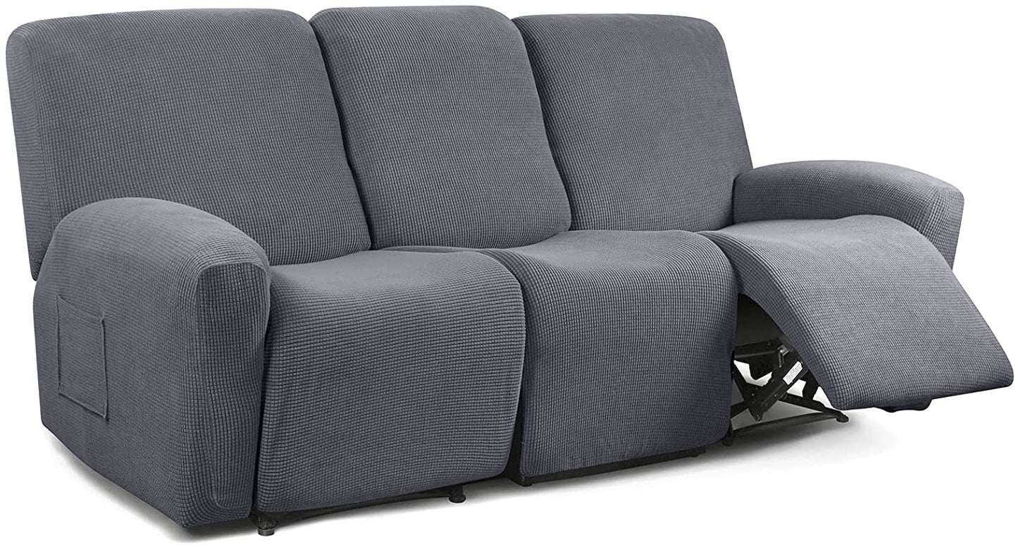 Recliner Sofa Covers Stretch for 1/2/3 Seats Jacquard Pattern Furniture Protector, Grey