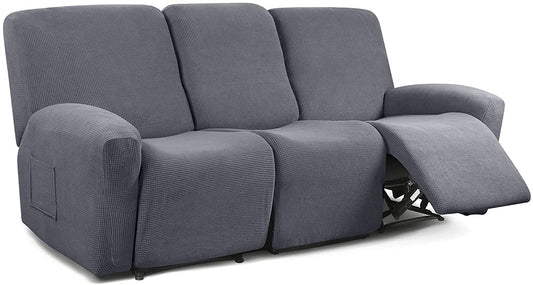 Recliner Sofa Covers Stretch for 1/2/3 Seats Jacquard Pattern Furniture Protector, Grey