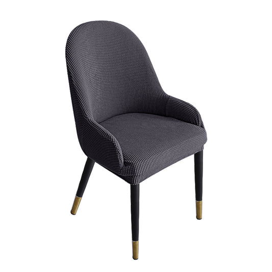 Dining Room Chair Pineapple Elastic Simple Semicircular Handrail Kitchen Chair Covers Protectors,Set of 2/4/6/8 (Dark Grey)