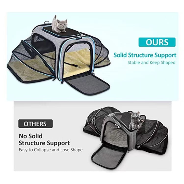 Pet Bag 4 Sides Expandable , Waterproof Breathable Pet Carrier Airline Approved,for Travel,Hiking,Walking & Outdoor Use