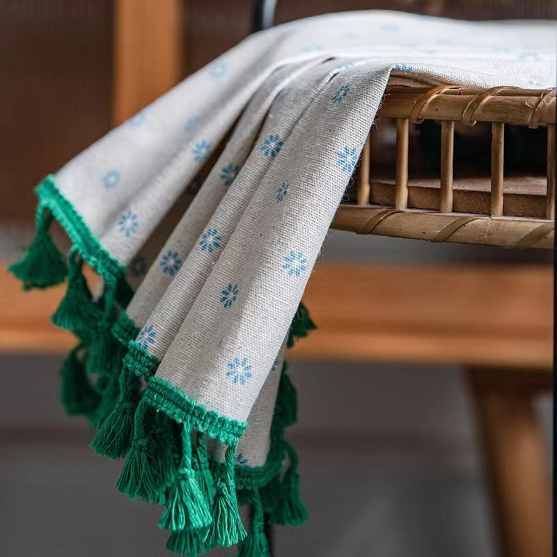 Panels Boho Windows Sheer Curtains Crochet Vintage Cotton Tassel Window Curtains Panels for Bedroom Living Room (Green Tassel)