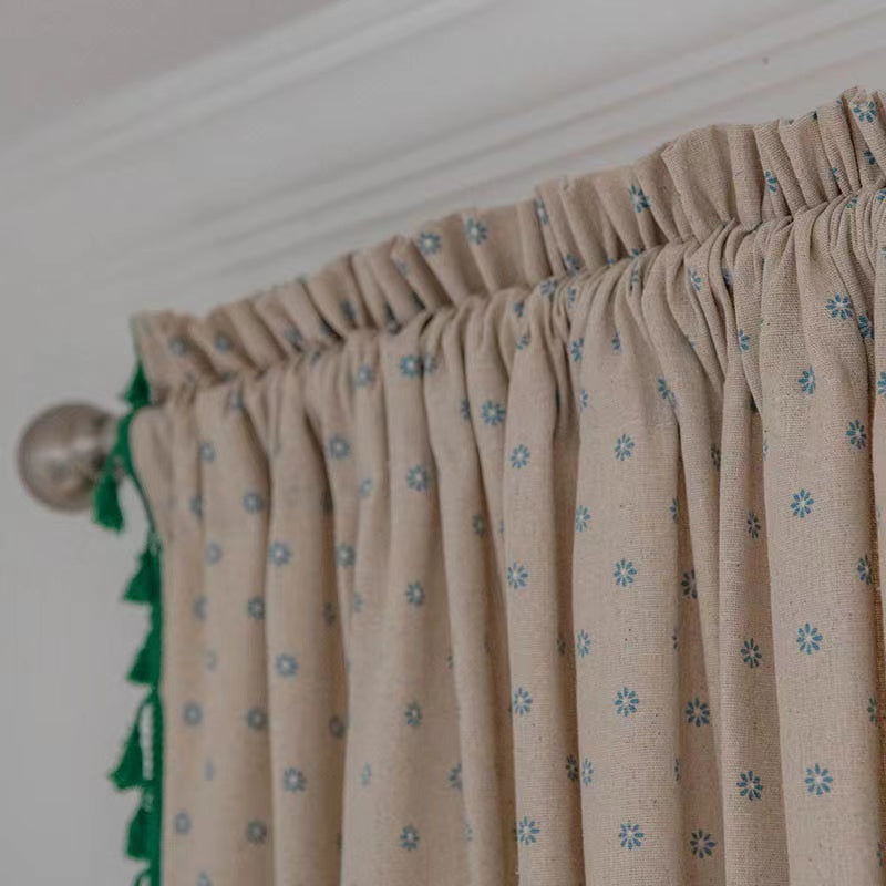 Panels Boho Windows Sheer Curtains Crochet Vintage Cotton Tassel Window Curtains Panels for Bedroom Living Room (Green Tassel)