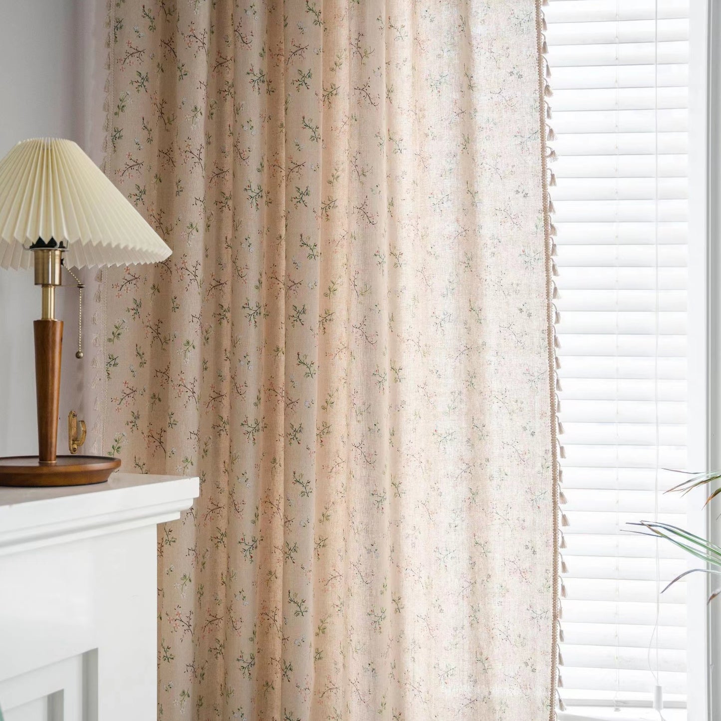 Panels Boho Windows Sheer Curtains Crochet Vintage Cotton Tassel Window Curtains Panels for Bedroom Living Room (Beige Tassel)