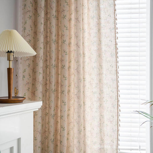 Panels Boho Windows Sheer Curtains Crochet Vintage Cotton Tassel Window Curtains Panels for Bedroom Living Room (Beige Tassel)