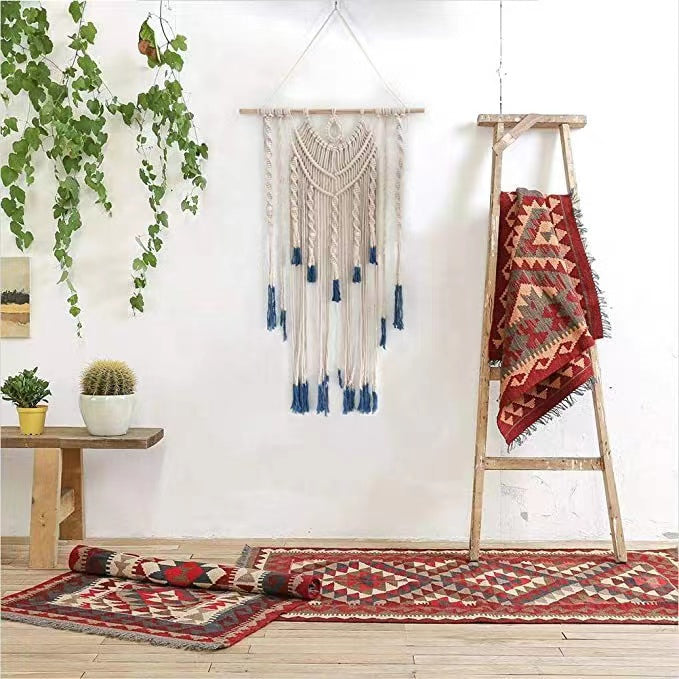 Wall Hanging Decor, Geometric Woven Tapestry Rack,Chic Cotton Handmade Bohemian Art