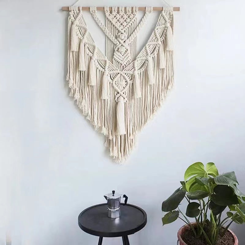 Wall Hanging Decor, Geometric Woven Tapestry Rack,Chic Cotton Handmade Bohemian Art