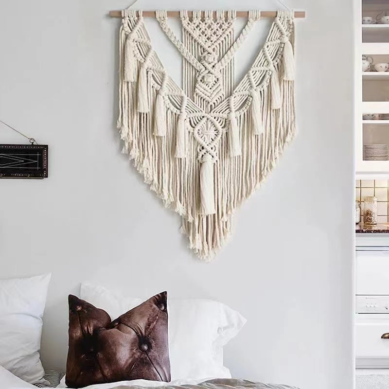Wall Hanging Decor, Geometric Woven Tapestry Rack,Chic Cotton Handmade Bohemian Art