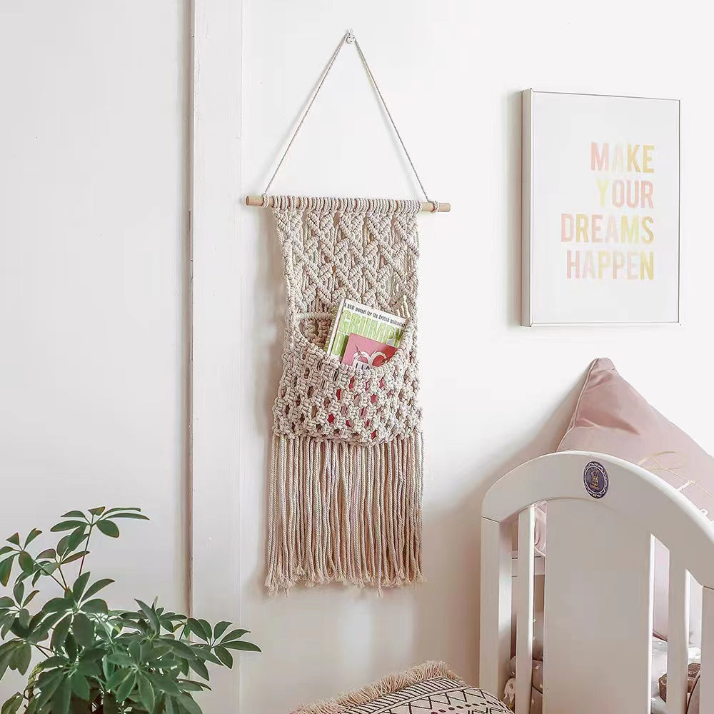Wall Hanging Decor, Geometric Woven Tapestry Rack,Chic Cotton Handmade Bohemian Art