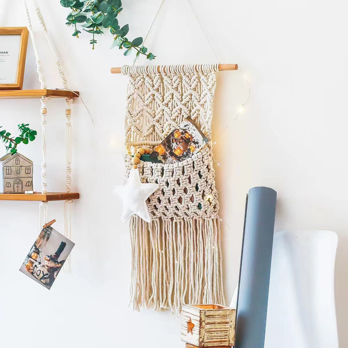 Wall Hanging Decor, Geometric Woven Tapestry Rack,Chic Cotton Handmade Bohemian Art