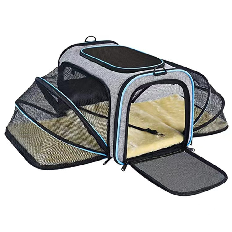 Pet Bag 4 Sides Expandable , Waterproof Breathable Pet Carrier Airline Approved,for Travel,Hiking,Walking & Outdoor Use