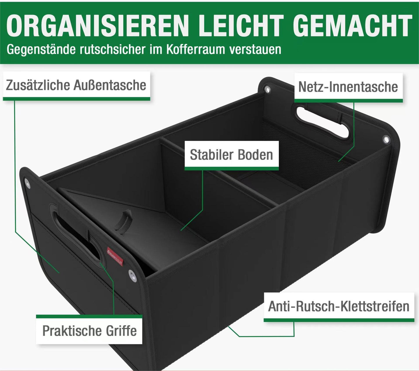Auto Car Trunk Organizer - Collapsible,Storage  Adjustable ,Waterproof,Convenient- Car Accessories-Two grid