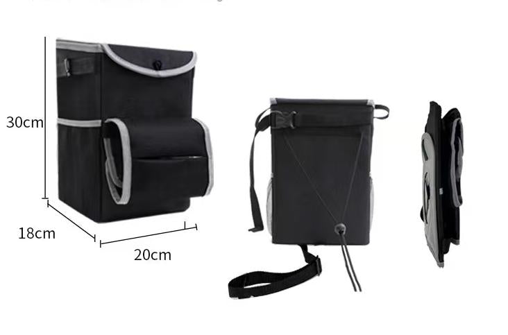 Waterproof Car Trash Can Garbage Bin,Multipurpose,Super Large Size  with Lid and Storage Pockets,Foldable and adjustable，Leak Proof -Black