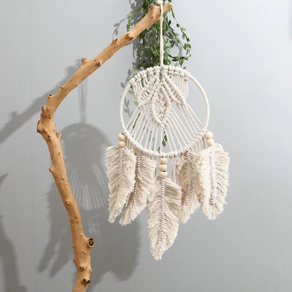 Wall Hanging Decor, Geometric Woven Tapestry Rack,Chic Cotton Handmade Bohemian Art with Long Tasse