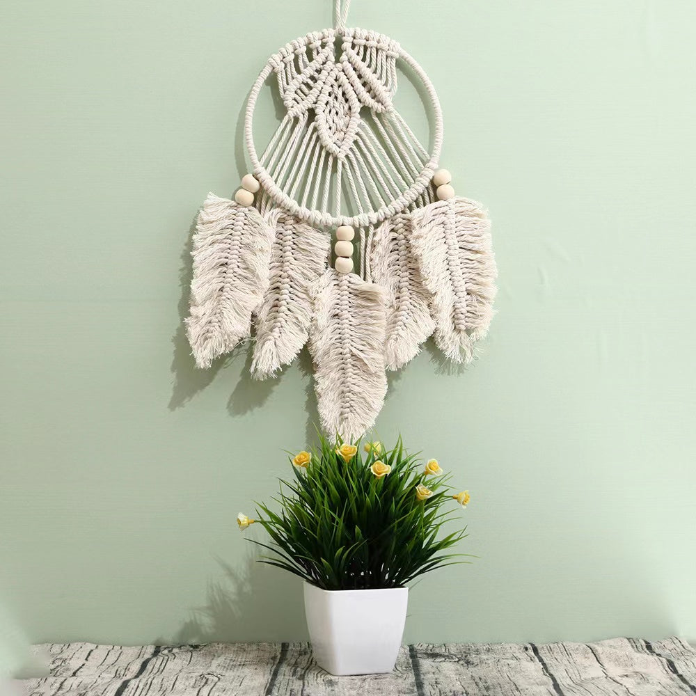 Wall Hanging Decor, Geometric Woven Tapestry Rack,Chic Cotton Handmade Bohemian Art with Long Tasse